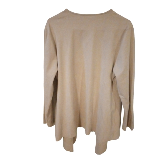 Soft Surroundings Camel Open Cardigan Soft Faux Suede BoHo Hippie Minimalist L - Picture 8 of 10